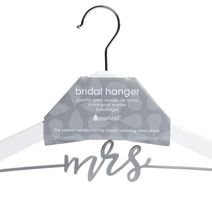Pearhead Mrs. Wedding Dress Hanger for Bride to Be, Bridal Hanger, Bride Accessory, White