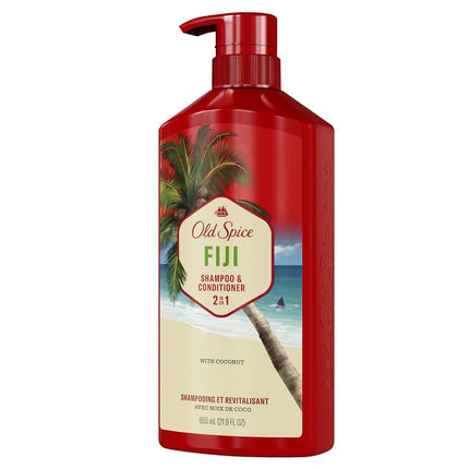 Old Spice Fiji 2-in-1 Shampoo and Conditioner for Men, 21.9 Fl Oz Each, Twin Pack