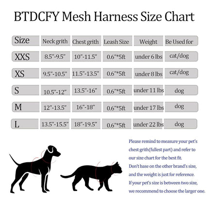 BTDCFY Step in Mesh Dog Harness and Leash Set Breathable Air Mesh Harness