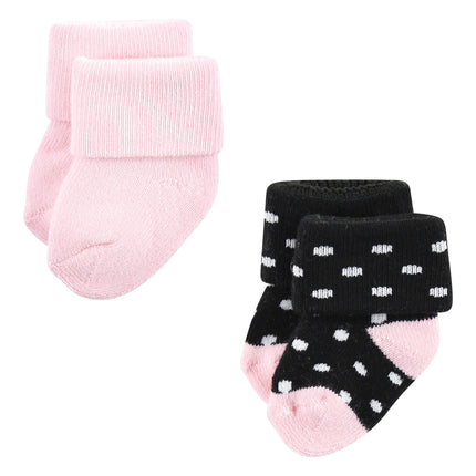 Luvable Friends Baby Girls Unisex Newborn Terry Socks, Coral Lilac Mary Janes, 0-6 Months, (Pack of 12)