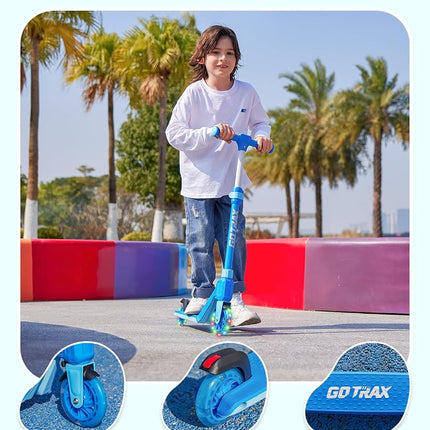 Gotrax K03 Kick Scooter for Kids, 5" LED Lighted Wheels and Adjustable Handlebars, Lightweight Design and Anti-Slip Deck, Max Load 110 Lbs, Kids Scooter for Boys & Girls Ages 3+, Blue