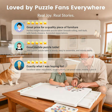 ALL4JIG 1500 Pieces Rotating Plastic Puzzle Board with 6 Sliding Drawers and Protective Cover, 360° Lazy Susan Design, 34.25"x26.38" Portable Spinning Puzzle Table for Adults, Ideal Mum