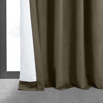 HPD Half Price Drapes Signature Velvet Thermal Blackout Curtains for Living Room 84 Inch Long (1 Panel) Rod Pocket Insulated Blackout Curtains for Bedroom Window Curtains, 50W x 84L, Denver Taupe