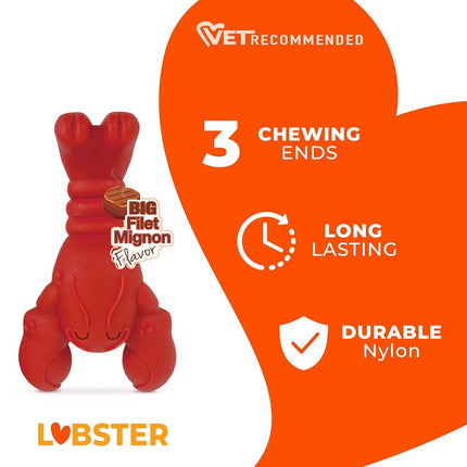 Nylabone Power Chew Dog Toy - Lobster & Filet Mignon - Aggressive Chewers - Small/Regular (1 Count)