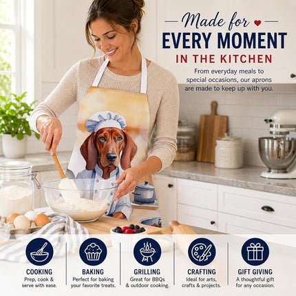 Caroline's Treasures Redbone Coonhound The Chef Apron Cooking Kitchen Server Baking Crafts Gardening for Adult Women Men, Unisex, Large, Multicolor