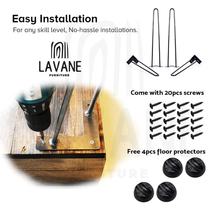 La Vane 8 inch Hairpin Table Legs, Heavy Duty Mid-Century Modern, 4-Pack