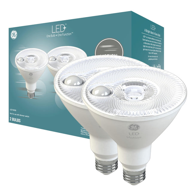 GE LED+ Motion Sensor LED Light Bulbs, 15W, PAR38 