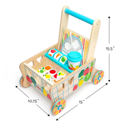 Melissa & Doug Wooden Shape Sorting Grocery Cart Push Toy and Puzzles | Shape Sorter | Wooden toy for Children | Developmental Toy for Toddlers | 0+ | Gift for Baby Boys or Baby Girls - FSC Certified