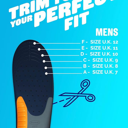Dr. Scholl's Heavy Duty Support Insoles for Men - Designed for Big & Tall Men 90+kg, Wide Feet, Shock Absorbing, Arch Support, Distributes Pressure, Trim to Fit Inserts, 1 Pair, UK Size 7-12