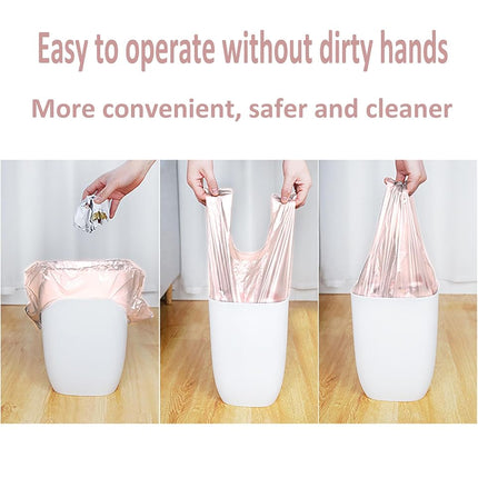 4 GALLON Bathroom Trash Bags , 15 Rolls/300 Counts Small HANDLES Garbage Bags for Office, Kitchen,Bedroom Waste Bin,Colorful Portable Strong Rubbish Bags (Rose Gold 300 Counts)