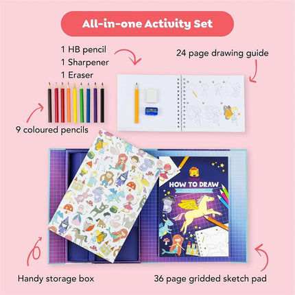 Tiger Tribe How to Draw Fantasy, 14 Piece Kids Drawing Set