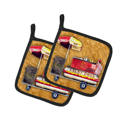 Caroline's Treasures Hot Dog Pair of Pot Holders 8781PTHD, Fabric, Multicolor