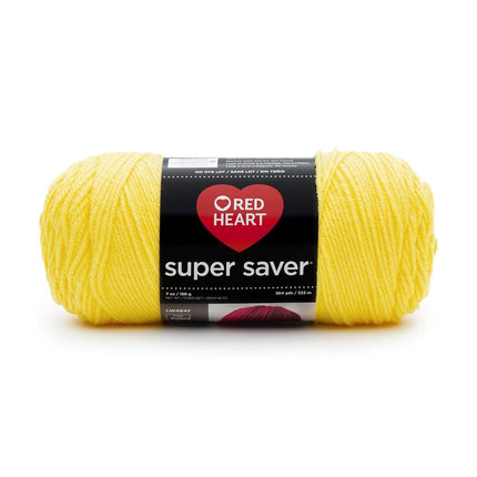 Red Heart Super Saver Yarn, Acrylic, Bright Yellow, 22.86 x 7.62 x 7.62 cm