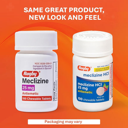 Meclizine HCL 25mg Generic For Bonine Chewable Tablets 100 ea 3 PACK by Rugby