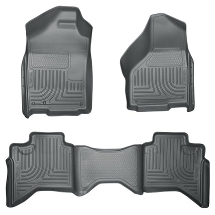 Husky Liners - Weatherbeater | Fits 2002-2008 Ram 1500 Quad Cab, 2003-2009 Ram 2500/3500 Quad Cab - Front & 2nd Row Liner - Grey, 3 pc. | 98032
