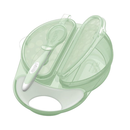 Bol Dr. Brown's Travel Fresh y Cuchara a Presión, Bol Dividido con Cuchara para la Alimentación de Niños Pequeños Fuera de Casa, Sin BPA, 4m+