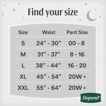 Depend Night Defense Adult Incontinence Underwear for Women, Disposable, Overnight, Large, Blush, 14 Count, Packaging May Vary