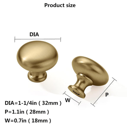 Khtumeware - Zinc Alloy Champagne Bronze 1-1/4" Cabinet Knobs - Single Hole Kitchen Drawer Handle for Bedroom