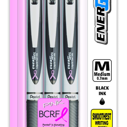 Gel Pens, Retractable, Med Pt, 3/PK, SRPK Barrel/B