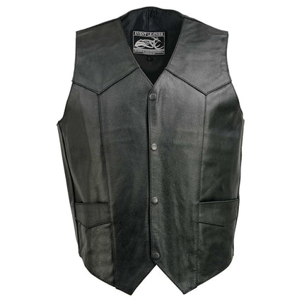 Event Biker Leather EL5310 Men's Promo Basic Leather Vest (Black, X-Large)