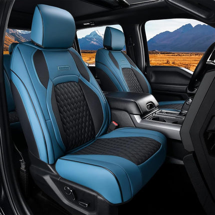 Fundas de asiento Coverado Wrangler JK 4 puertas, fundas de asiento de piel impermeables para Wrangler, accesorios de camioneta, ajuste personalizado para fundas de asiento Wrangler 2008-2012 de cobertura completa (azul)
