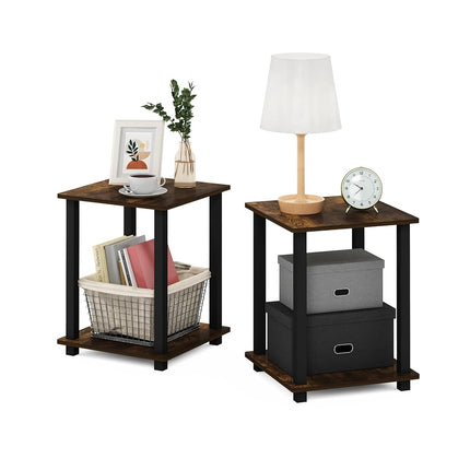 Furinno SIMPLISTIC Set of 2, 2-Tier Side Table, Am