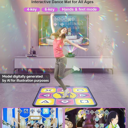 Acelufly Single Non-Slip Dance Mat with Wireless Controller and HD Camera for TV, Fun Game for Kids & Adults, Gifts for Girls & Boys (Purple)
