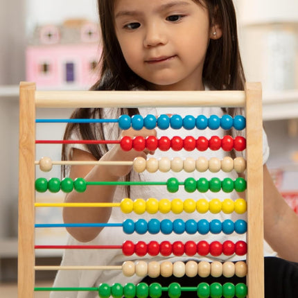 Melissa & Doug Abacus - Classic Wooden Educational Counting Toy With 100 Beads Abacus Toy for Kids Maths for Ages 3+