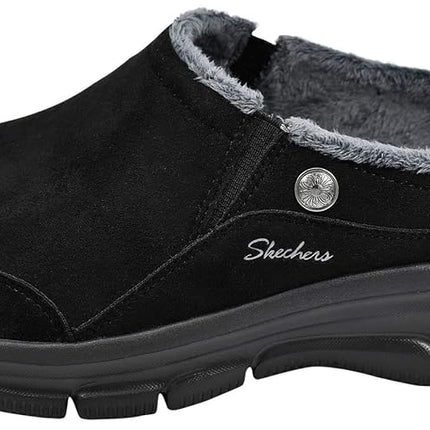 Skechers Femme Easy Going - Latte - Mule à enfiler ouverte à double soufflet, Noir/Gris, 9 M US