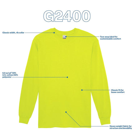 Gildan Men's, Ultra Cotton Long Sleeve T-Shirt, Style G2400, Safety Orange, S