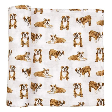 Mud Pie Bulldog Print Muslin Baby Swaddle Blanket,