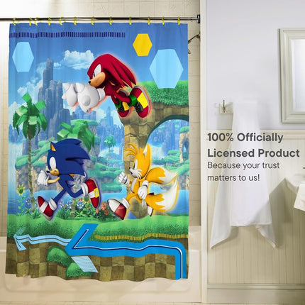 Franco Sonic Anime 13 Piece Shower Curtain and Ring Set, (100% Officially Licensed Product)