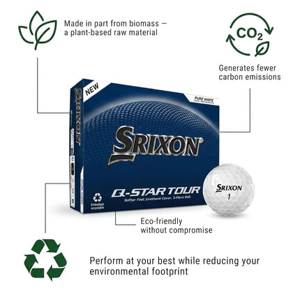 Srixon Q-STAR TOUR Golf Ball with Ultra-Thin High-End Urethane Cover | Spin Skin+ New Generation | Soft Feel | FastLayer Core Technology |12 Pieces | White