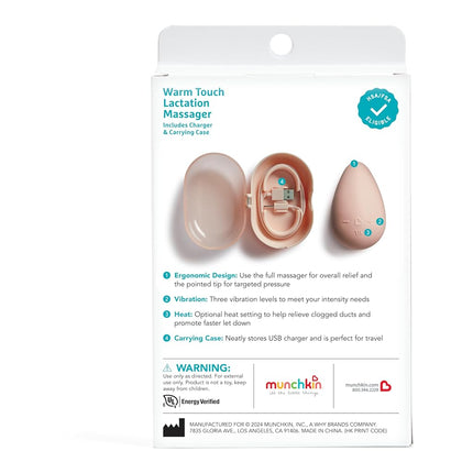 Munchkin� Milkmakers� Warm Touch Breastfeeding Lactation Massager with Heat and Vibration, Award Winning, Dusty Rose