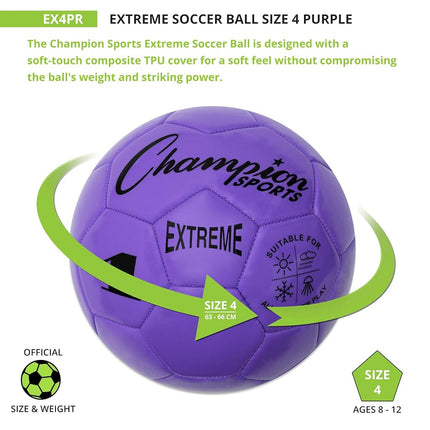 Champion Sports Extreme Soccer Ball, Size 4, Purple