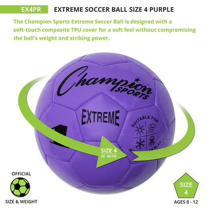 Balón de fútbol Champion Sports Extreme, talla 4, morado