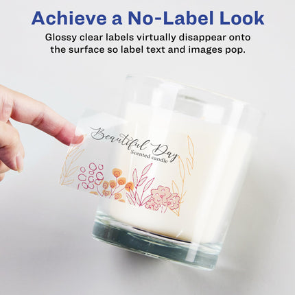 Avery Glossy Clear Rectangle Labels with Sure Feed, 2" x 3", 200 Glossy Clear Labels, Print-to-The-Edge, Laser/Inkjet Printable Labels