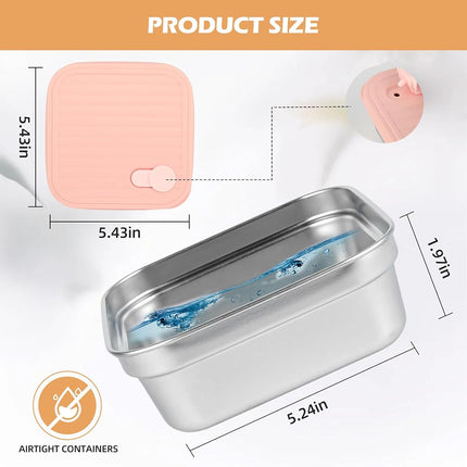 4 Pack Stainless Steel Sandwich Containers, 20oz Reusable Metal Lunch Boxes with Leakproof Silicone Lids, Durable BPA-Free Food Storage Containers for Meal Prep, Fruits, Snacks, Salad, Travel & Lunch