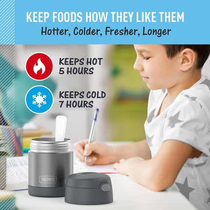 THERMOS FUNTAINER 10 Ounce Stainless Steel Kids Food Jar, Grey