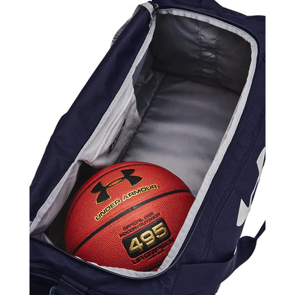 Under Armour UA Undeniable 5.0 Duffle, Water-Resistant Gym Bag, Comfortable and Versatile Unisex Duffle Bag,Midnight Navy / Midnight Navy / Metallic Silver