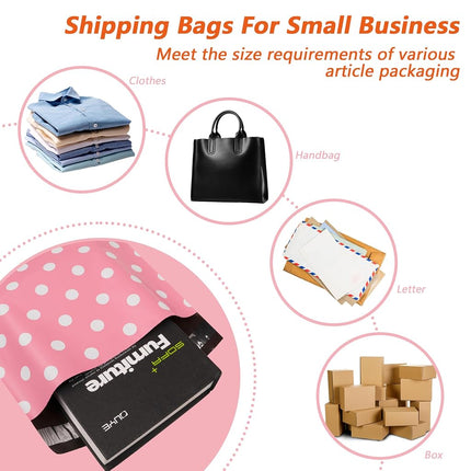 Vapulcio Thank You Poly Mailers 10x13 Inch 100 Pcs - Pink Dots Printed Shipping Bags, 2.4mil Thickness, Waterproof and Tear Resistant Mailing Envelopes, Self-Sealing Packaging Bags for Small Business