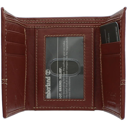 Timberland Men's Leather RFID Blocking Trifold Wallet Travel Accessory-Tri-Fold, Cognac, One Size