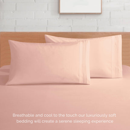 Elegant Comfort Luxurious 1500 Premium Hotel Quality Microfiber 4-Piece Sheet Set, 18-24 Inches Deep - Extra Deep Pocket Sheets - Ultra Soft 4PC Deep Pocket Sheets, King, Blush