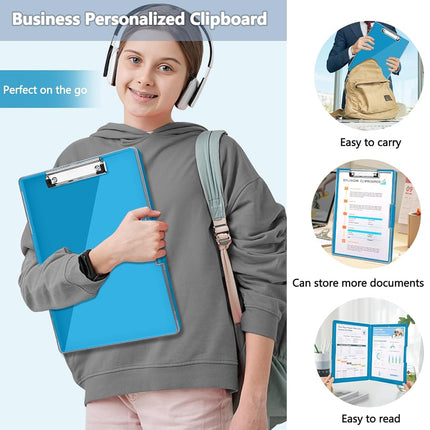 SFLHHDM Clipboard with Storage,Heavy Duty Clip Boards 8.5x11 with 2 Storage Case,Clear Visible Panel Storage Clipboards,Side Opening Nursing Clipboard Folder for Office Supplies (Royal Blue)