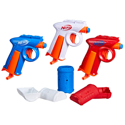 Nerf N Series Triple Pack de Patio, Incluye 3 Lanzadores Flexibles, 3 Objetivos, 30 Dardos N1, Edades 8+ (Exclusiva de Amazon)