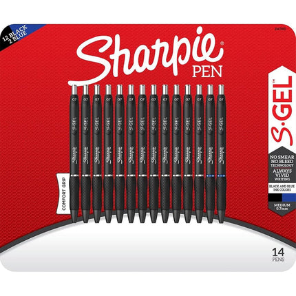 SHARPIE S-Gel, Gel Pens, Medium Point (0.7mm), Assorted Colors, 14 Count
