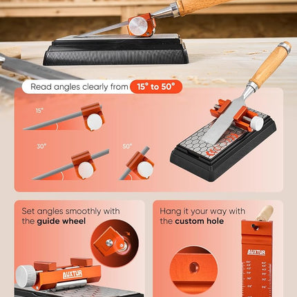 AUXTUR Honing Guide & Chisel Sharpening Jig Set with Angle Rule