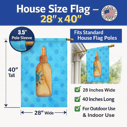 Caroline's Treasures BB8261CHF Message in a Bottle Blue Polkadot Flag Canvas House Size, Large, multicolor