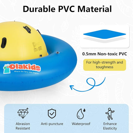 OLAKIDS - 8 FT Dome Inflatable Rocker, Outdoor Kids Rocker with 6 Safe Handles, Toddler Climbing Toy, Backyard Play Center Equipment