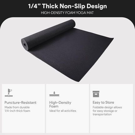 Fitvids 1/4-inch Thick High Density Exercise Yoga Mat with Carrying Strap